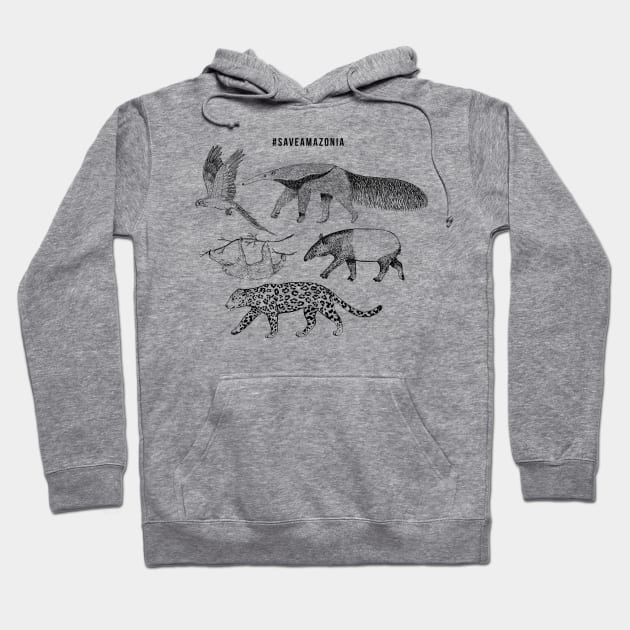 Wildlife of Amazonia (#saveamazonia) Hoodie by illucalliart